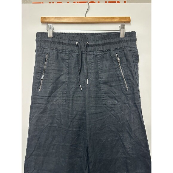Athleta Women’s Cabo Linen Wide Leg Pants Black Size 2 Drawstring - Picture 3 of 13